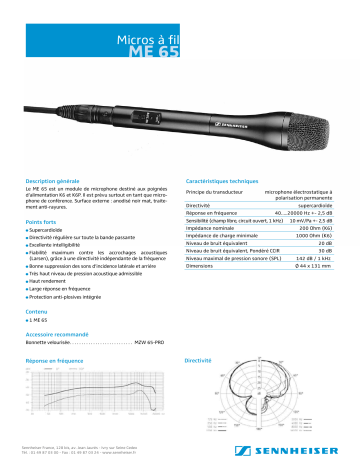 Manuel du propriétaire | Sennheiser ME 65 Manuel utilisateur | Fixfr