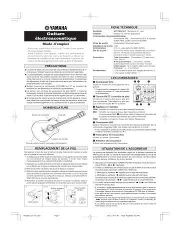 Manuel du propriétaire | Yamaha FSX700SC Manuel utilisateur | Fixfr