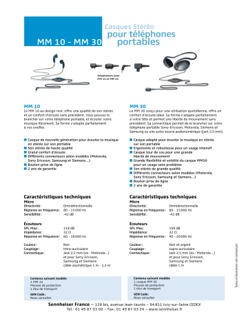 Manuel du propriétaire | Sennheiser MM 30 Manuel utilisateur | Fixfr