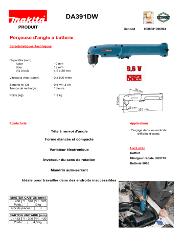 Manuel du propriétaire | Makita DA391DW Manuel utilisateur | Fixfr