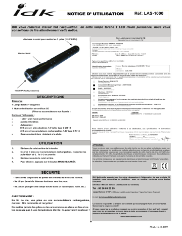 Manuel du propriétaire | IDK MULTIMEDIA LAS-1000 Manuel utilisateur | Fixfr