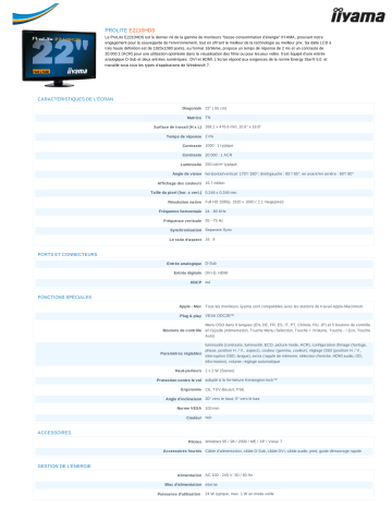 Manuel du propriétaire | iiyama E2210HDS Manuel utilisateur | Fixfr