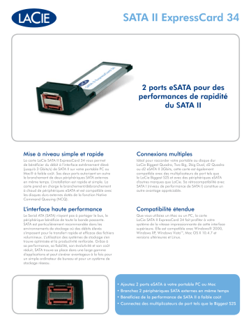 Manuel du propriétaire | LaCie SATA II EXPRESSCARD 34 Manuel utilisateur | Fixfr