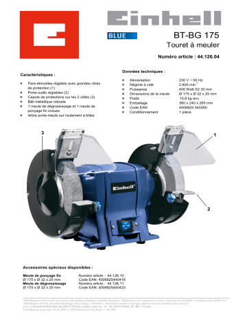 Manuel du propriétaire | EINHELL BT-BG 175 Manuel utilisateur | Fixfr