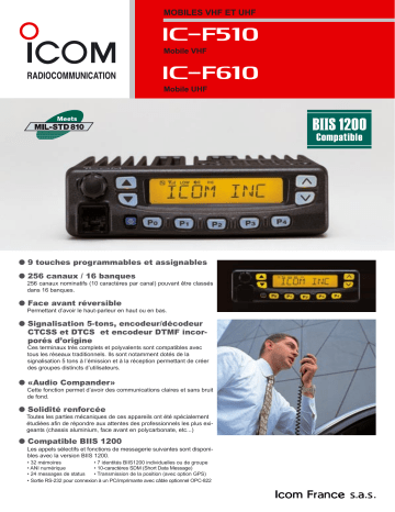 Manuel du propriétaire | ICOM IC-F610 Manuel utilisateur | Fixfr