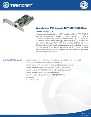 Manuel du propriétaire | Trendnet TEG-PCITXRTEG-PCITXRL Manuel utilisateur | Fixfr