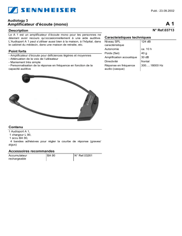 Manuel du propriétaire | Sennheiser A 1 Manuel utilisateur | Fixfr