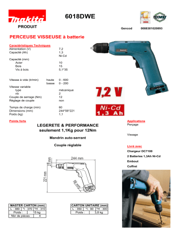 Manuel du propriétaire | Makita 6018DWE Manuel utilisateur | Fixfr