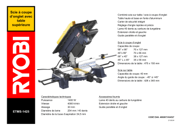 Manuel du propriétaire | Ryobi ETMS-1425 Manuel utilisateur | Fixfr