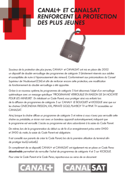 CANAL PLUS CODE PARENT ET PROTECTION DES PLUS JEUNES Manuel utilisateur