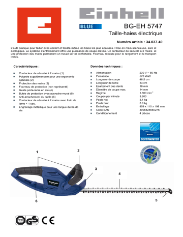 Manuel du propriétaire | EINHELL BG-EH 5747 Manuel utilisateur | Fixfr