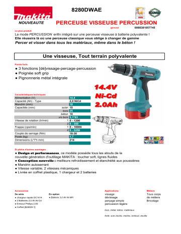 Manuel du propriétaire | Makita 8280DWAE Manuel utilisateur | Fixfr