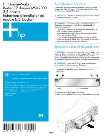 Manuel du propriétaire | HP STORAGEWORKS 2000FC MODULAR SMART ARRAY Manuel utilisateur | Fixfr