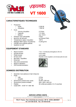 Polti VAPORETTO VT 1600 Manuel utilisateur