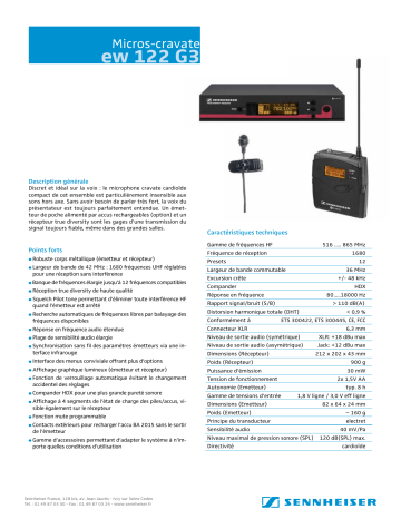 Manuel du propriétaire | Sennheiser ew 122 G3 Manuel utilisateur | Fixfr