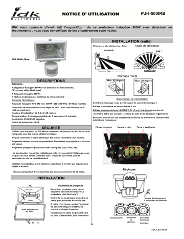 Manuel du propriétaire | IDK MULTIMEDIA PJH-500IRB Manuel utilisateur | Fixfr