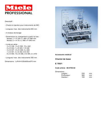 Manuel du propriétaire | Miele E 705-1 DESCRIPTIF Manuel utilisateur | Fixfr