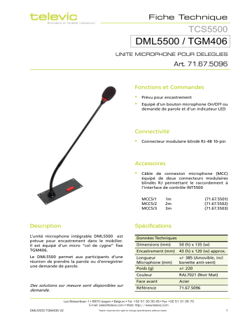 Manuel du propriétaire | TELEVIC DML5500-TGM406 Manuel utilisateur | Fixfr