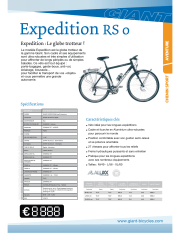 Manuel du propriétaire | Giant EXPEDITION RS 0 Manuel utilisateur | Fixfr