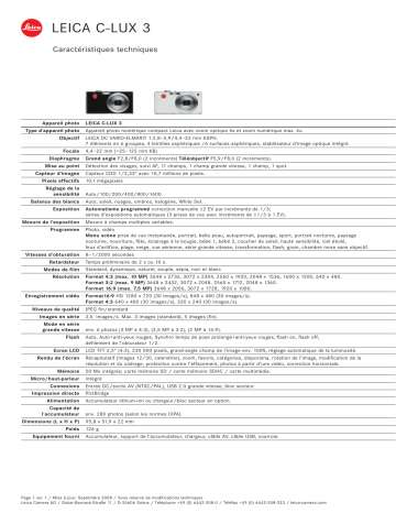 Manuel du propriétaire | Leica C-Lux 3 Manuel utilisateur | Fixfr