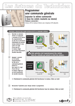 Somfy PROGRAMMATION TELECOMMANDE GENERALE RTS Manuel utilisateur