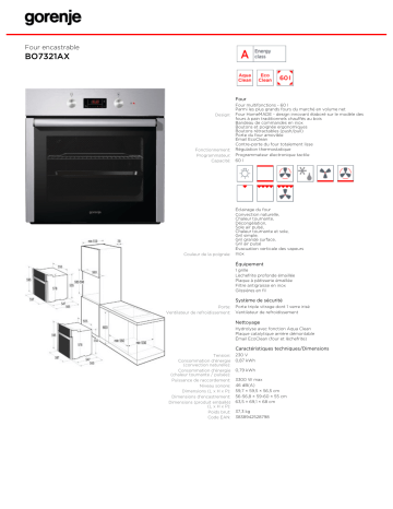 Manuel du propriétaire | Gorenje BO 7321 AX & BO7321AX Manuel utilisateur | Fixfr