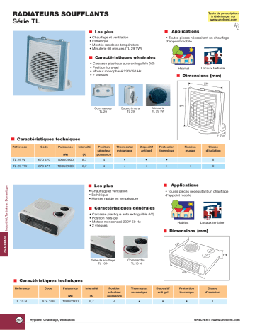 Manuel du propriétaire | UNELVENT RADIATEUR SOUFFLANT TL Manuel utilisateur | Fixfr