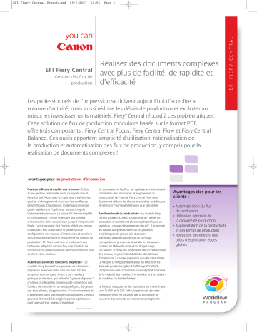 Manuel du propriétaire | Canon EFI FIERY CENTRAL Manuel utilisateur | Fixfr