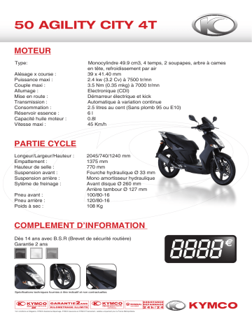 Manuel du propriétaire | KYMCO 50 AGILITY CITY 4T Manuel utilisateur | Fixfr