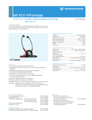 Manuel du propriétaire | Sennheiser SET 810 IR Manuel utilisateur | Fixfr