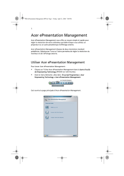 Acer EPRESENTATION MANAGEMENT Manuel utilisateur