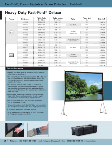 Manuel du propriétaire | Procolor HEAVY DUTY FAST-FOLD DELUXE Manuel utilisateur | Fixfr