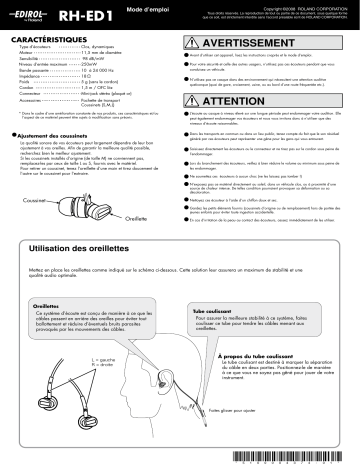 Manuel du propriétaire | Edirol RH-ED1 Manuel utilisateur | Fixfr
