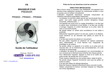 Manuel du propriétaire | PUR LINE PRIM46 Manuel utilisateur | Fixfr