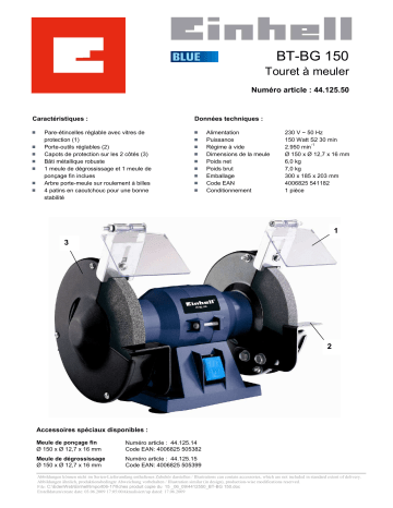 Manuel du propriétaire | EINHELL BT-BG 150 Manuel utilisateur | Fixfr