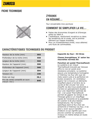 Manuel du propriétaire | Zanussi ZYB590X Manuel utilisateur | Fixfr