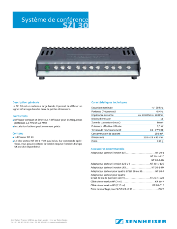 Manuel du propriétaire | Sennheiser SZI 30 Manuel utilisateur | Fixfr