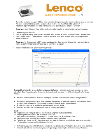 Manuel du propriétaire | Lenco L-78 USB Manuel utilisateur | Fixfr