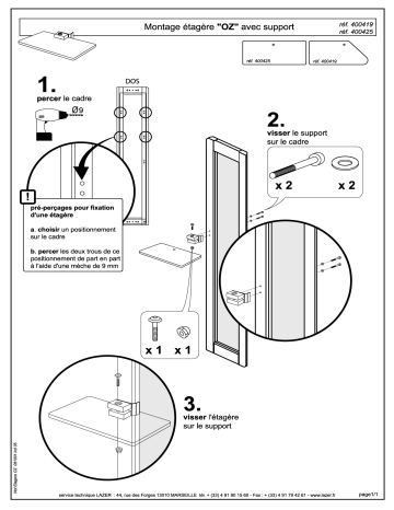 Manuel du propriétaire | LAZER ETAGERE OZ Manuel utilisateur | Fixfr