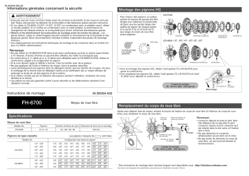 Manuel du propriétaire | Shimano FH-6700 Manuel utilisateur | Fixfr