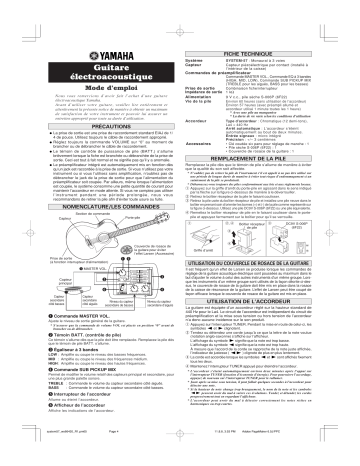 Manuel du propriétaire | Yamaha LJX6CA Manuel utilisateur | Fixfr