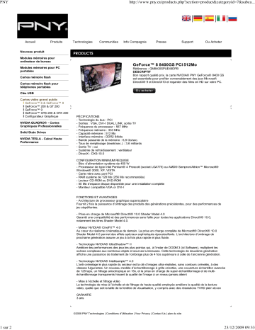 Manuel du propriétaire | PNY GEFORCE 8400GS PCI Manuel utilisateur | Fixfr