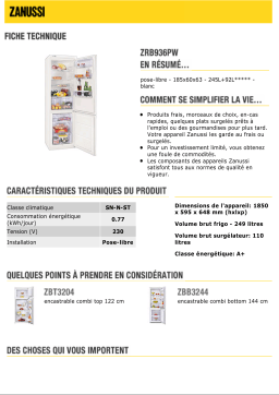 Zanussi ZRB936PW Manuel utilisateur