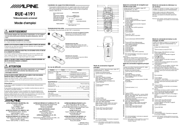 Manuel du propriétaire | Alpine RUE-4191 Manuel utilisateur | Fixfr