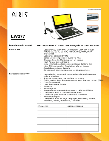 Manuel du propriétaire | AIRIS LW277 Manuel utilisateur | Fixfr