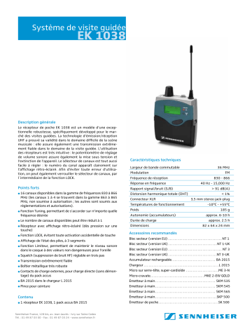 Manuel du propriétaire | Sennheiser EK 1038 Manuel utilisateur | Fixfr