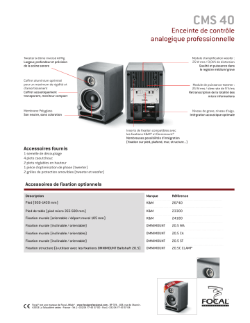 Manuel du propriétaire | Focal cms 40 Manuel utilisateur | Fixfr