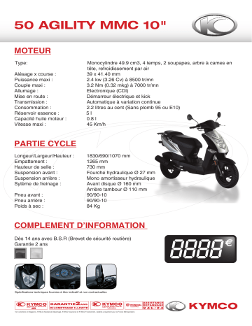 Manuel du propriétaire | KYMCO 50 AGILITY MMC 10 Manuel utilisateur | Fixfr