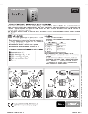 Manuel du propriétaire | Somfy INIS DUO Manuel utilisateur | Fixfr