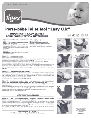 Manuel du propriétaire | Tigex PORTE-BEBE TOI ET MOI EASY CLIC Manuel utilisateur | Fixfr